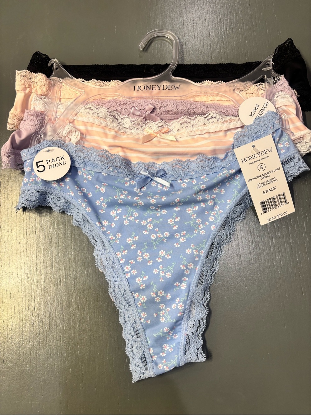 Honey Dew 5 pair thong set